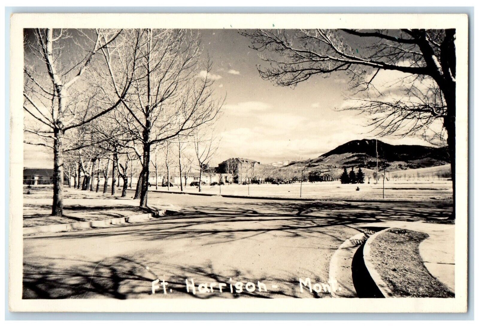 c1950\'s View Of Ft. Harrison Montana MT, Cars Scene RPPC Photo Vintage Postcard