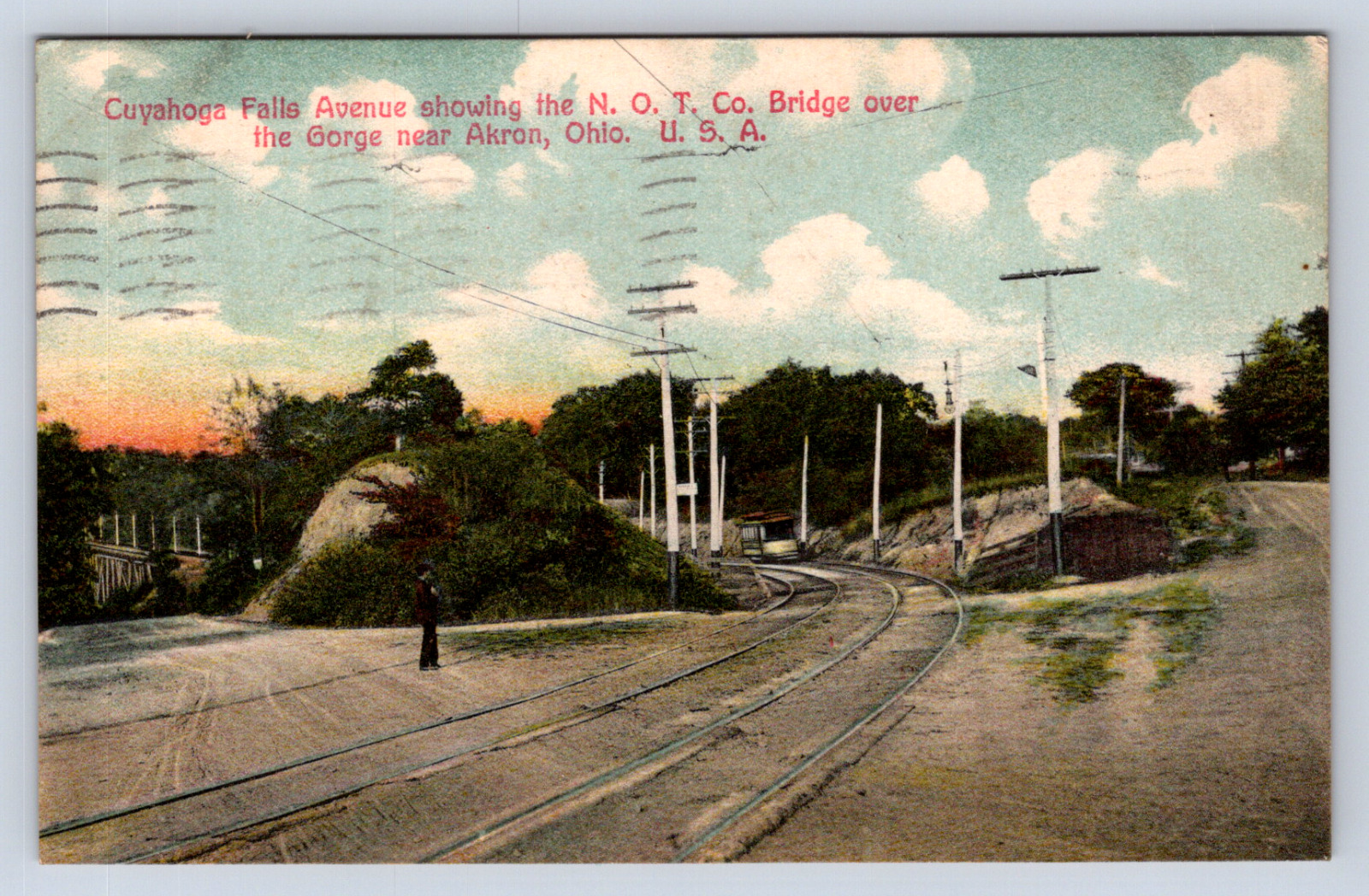 Vintage Postcard Cuyahoga Falls Ave Akron Ohio 1911