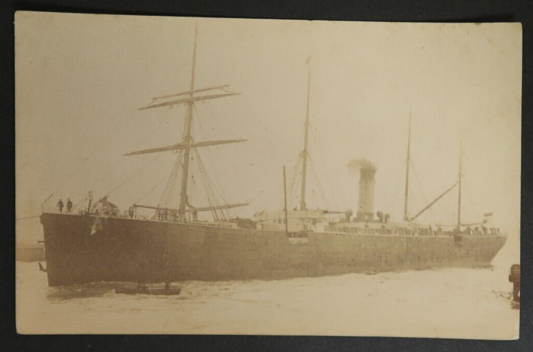 Bostonian Leyland Line 1888-1913 Postcard RPPC Ocean Liner Ship Black and White