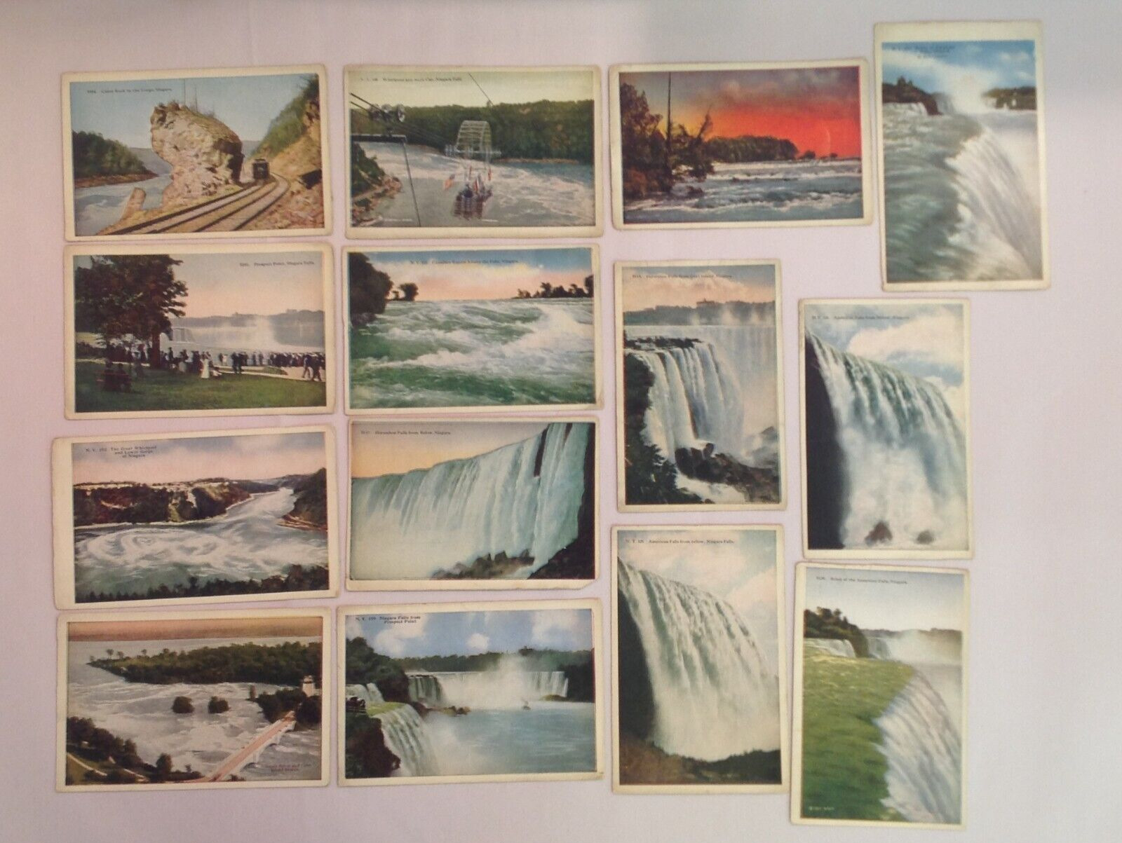 Vintage 14 Pc Lot Color Scenic View Cards Niagara Falls Stereoscope Early 3D 1