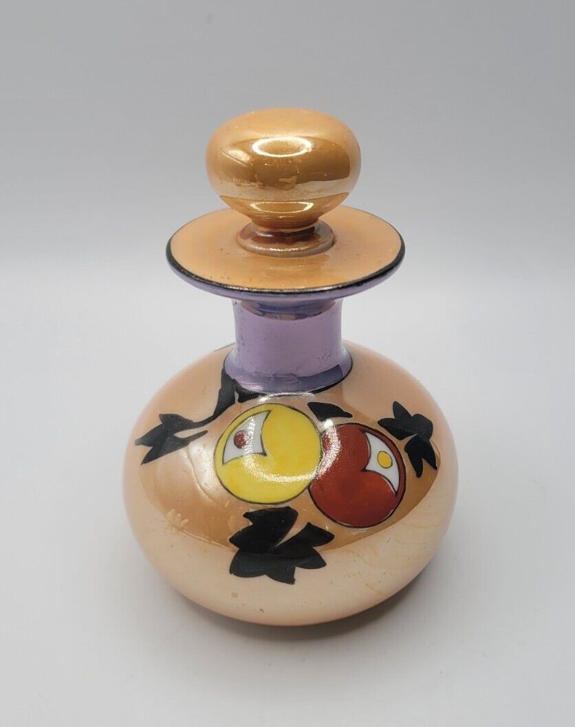1930s Japanese Meito Porcelain Art Deco Perfume Bottle Hand Painted • 4\