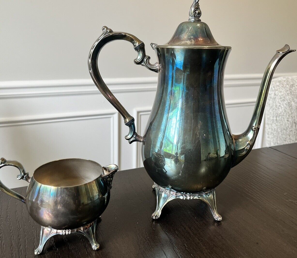 Vintage  Oneida heavy silverplate With Amazing Patina teapot 9\
