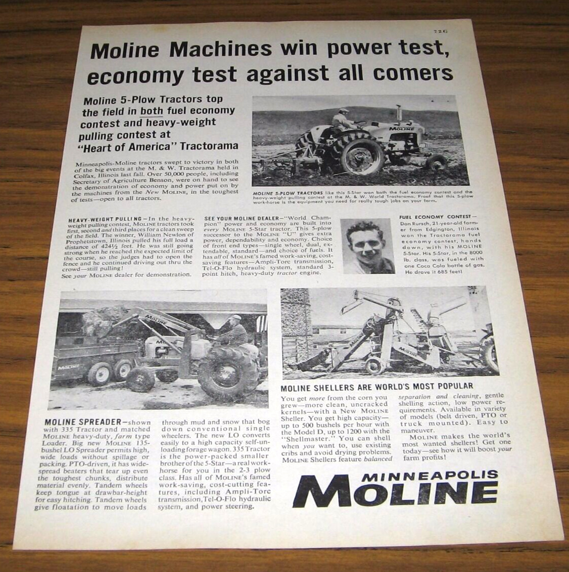 1959 Print Ad Minneapolis-Moline 5 Star Tractor, Sheller, Spreader