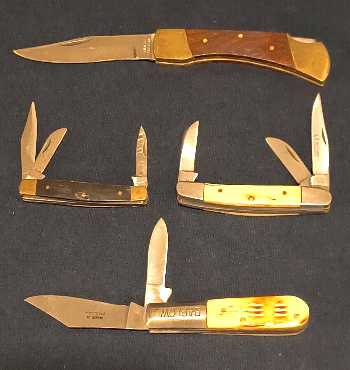 Lot of 4 - Vintage Folding Pocket Knifes Steel WILD TURKY Imported Barlow Nice