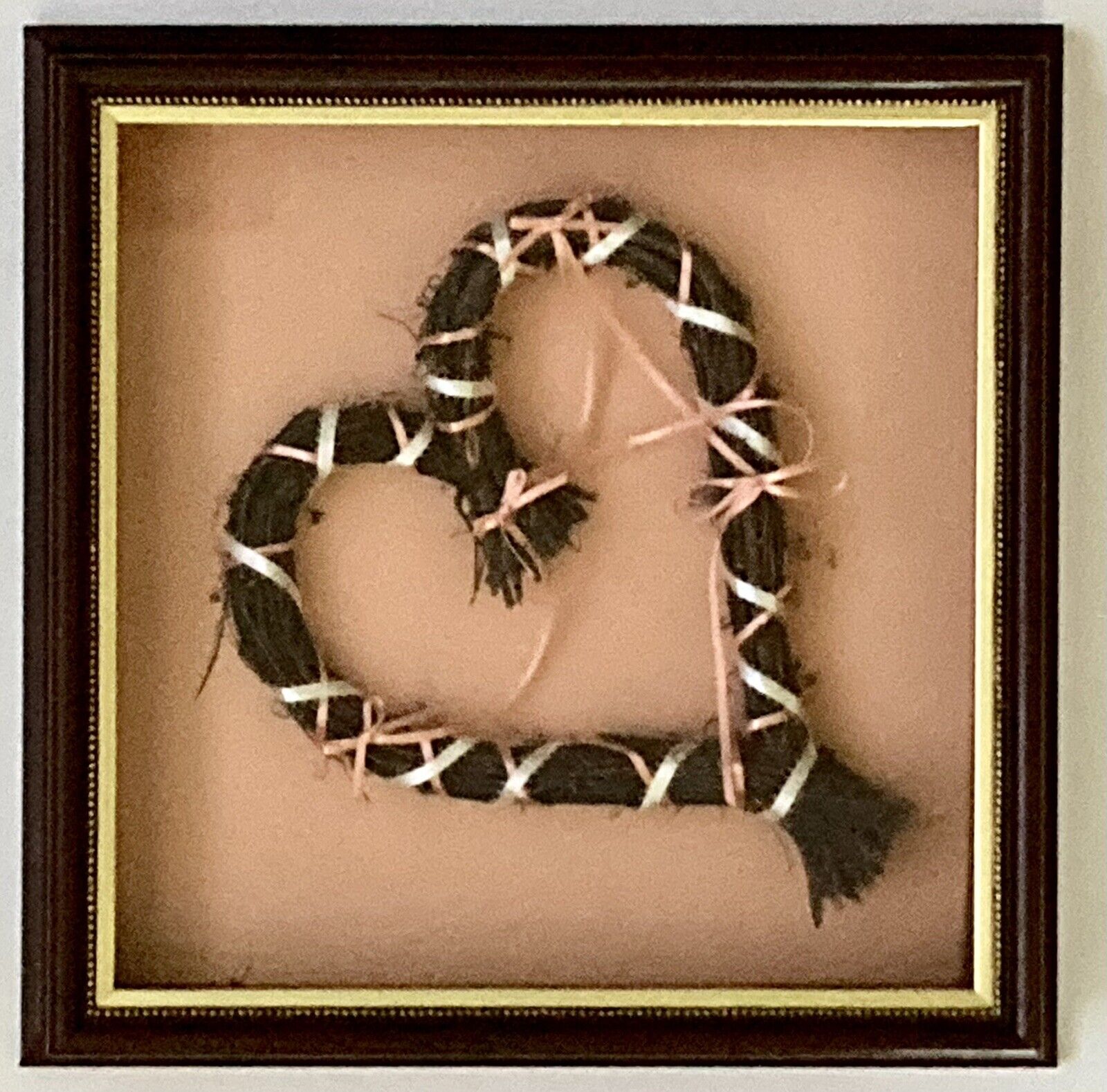 Vintage Grapevine Heart Framed Shadow Box Wall Hanging Decor