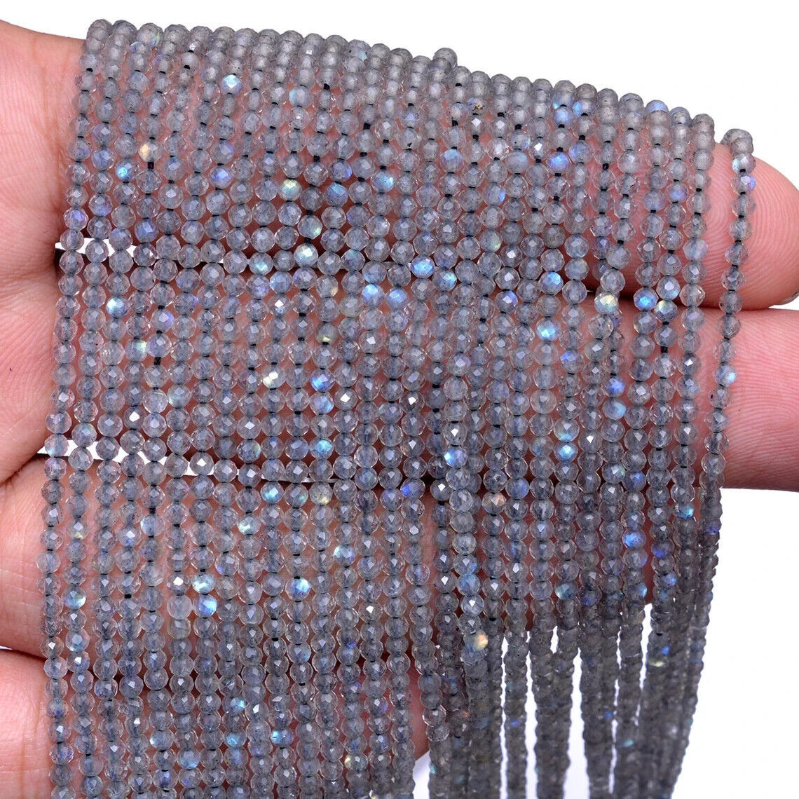 Natural Labradorite Moon 2mm-2.5mm Faceted Rondella Beads 33cm 2 Strand
