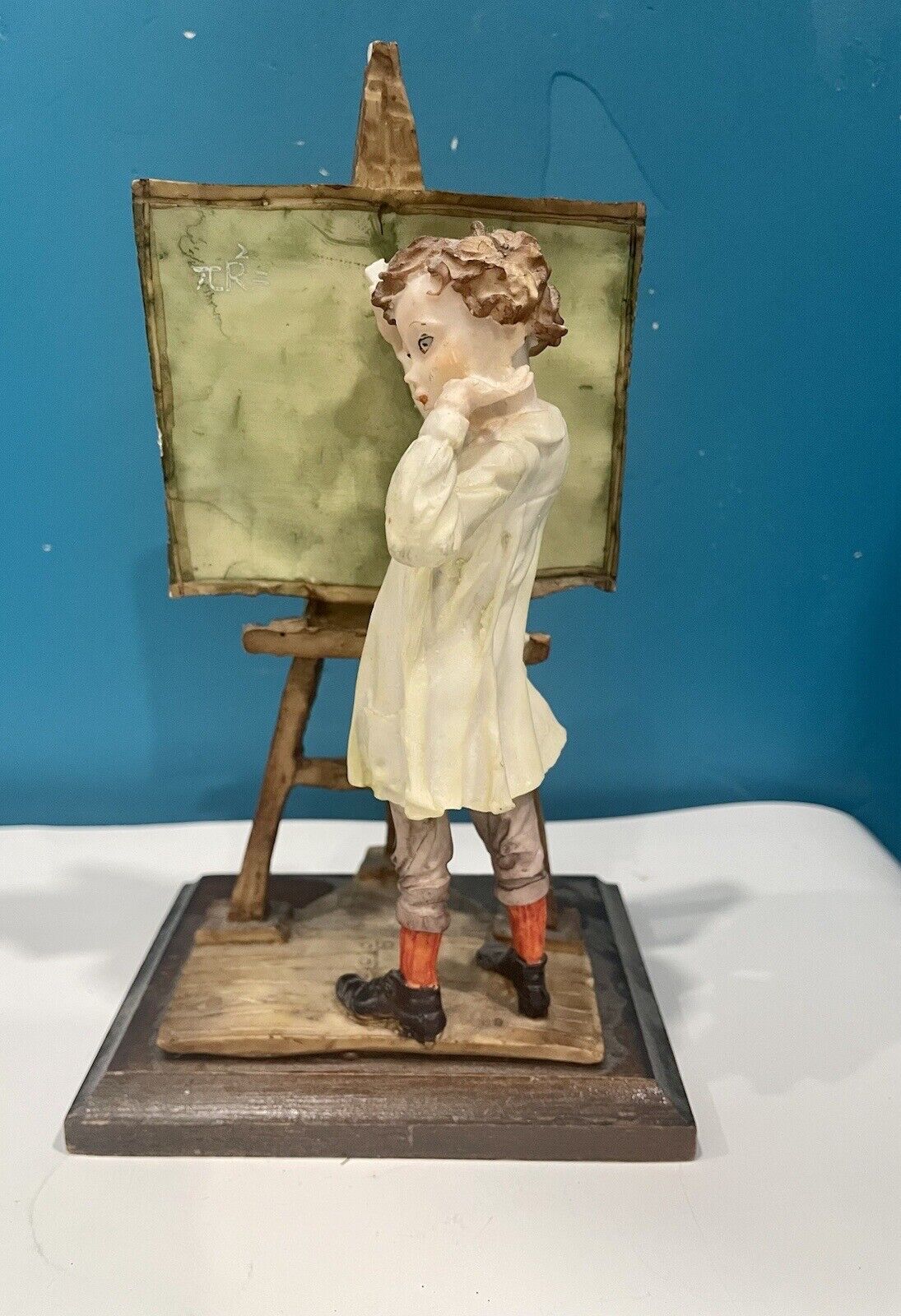 Vintage Capodimonte Girl at Chalkboard In School Figurine Italy