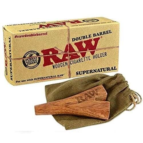 RAW Double Barrel Wooden Cig Holder + FREE Gift  OCB X-Pert Rolling Papers