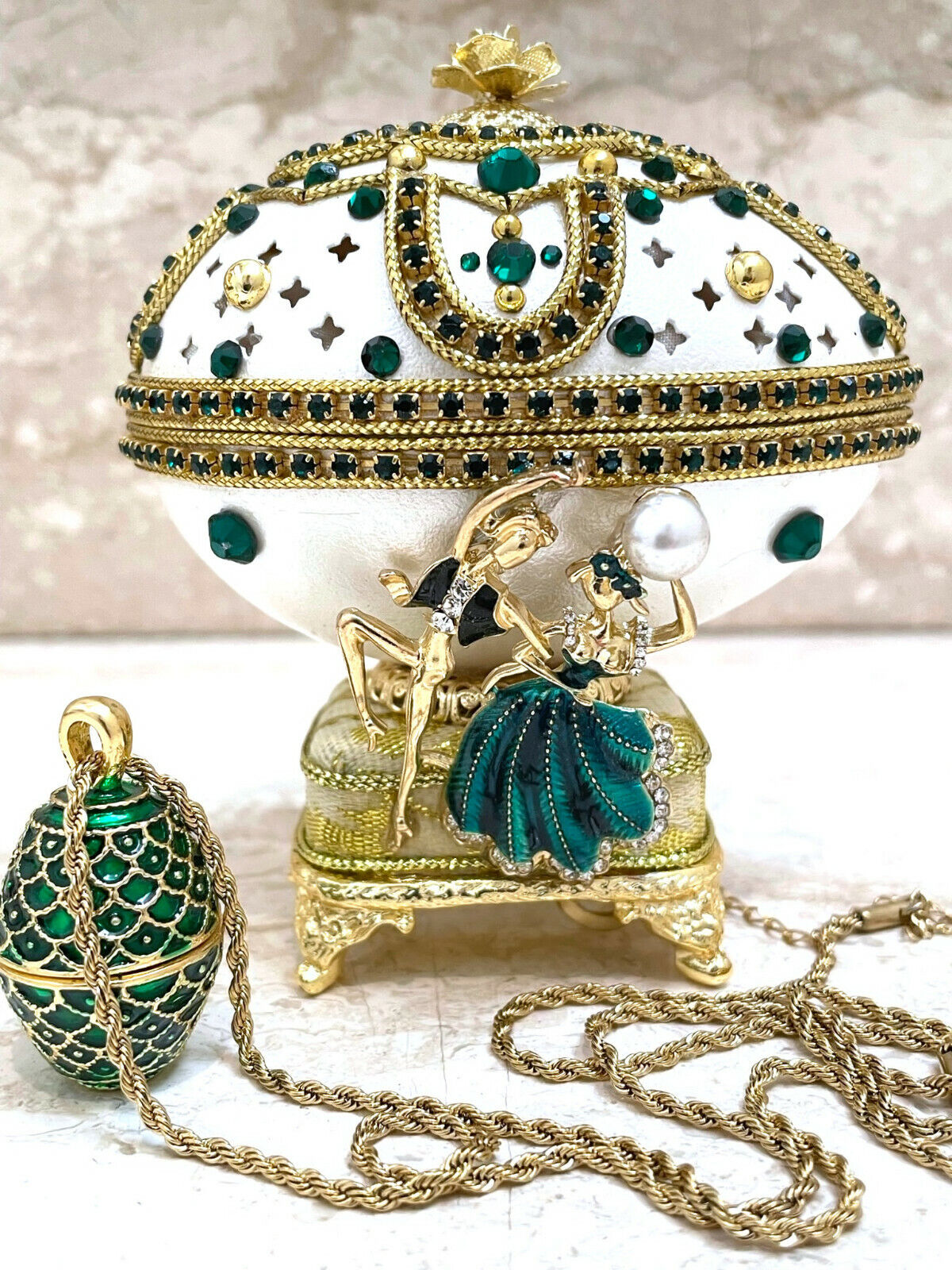 Desgnr Luxury Valentine gift for women Faberge egg Jewelry & Trinket 24k GOLD HM