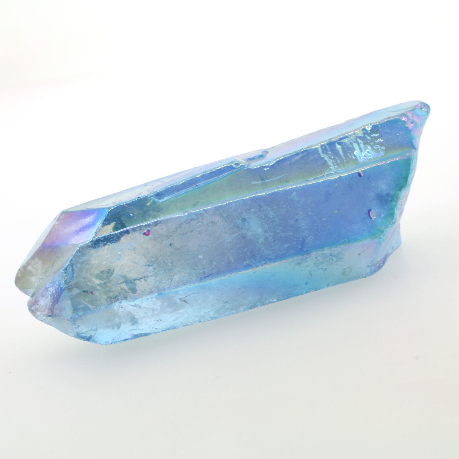 Aqua Aura Quartz Terminated Twin Point Lemurian Seed 2.25in 57m USA Crystal #320