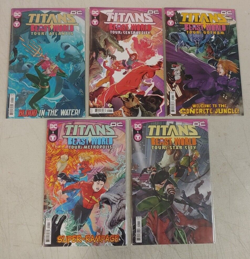 Lot of 5 Titans Beast World Tour #1 One Shots NM Comic Books (DC Comics 2024)