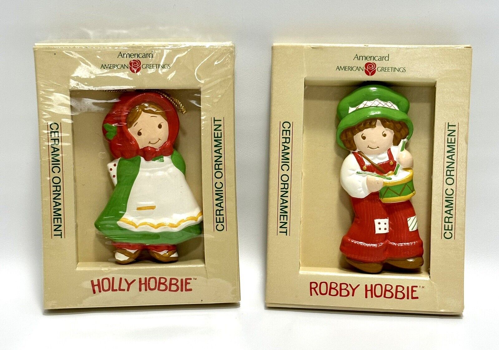 Vintage American Greetings Holly Hobbie Robbie Hobbie Christmas Ornaments NEW