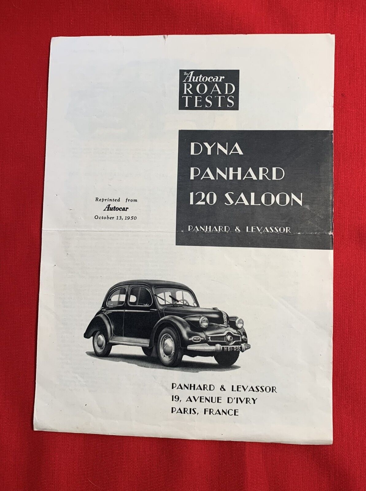 1950 DYNA PANHARD  120 SALOON AUTOCAR ROAD TEST REPRINT BROCHURE Rare 4 Page