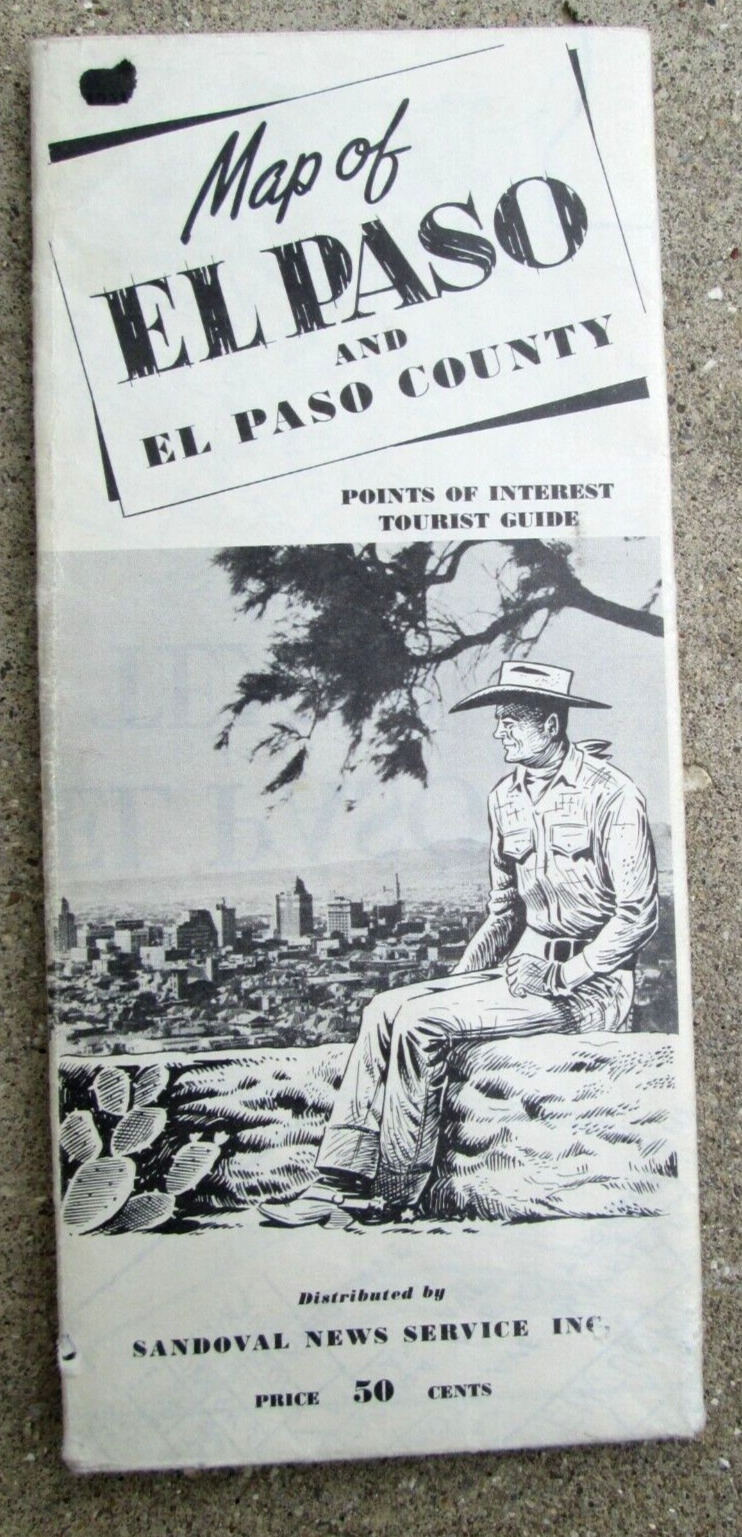 1968 Map of El Paso Texas and El Paso County Folding Wall Map w/ Points Interest