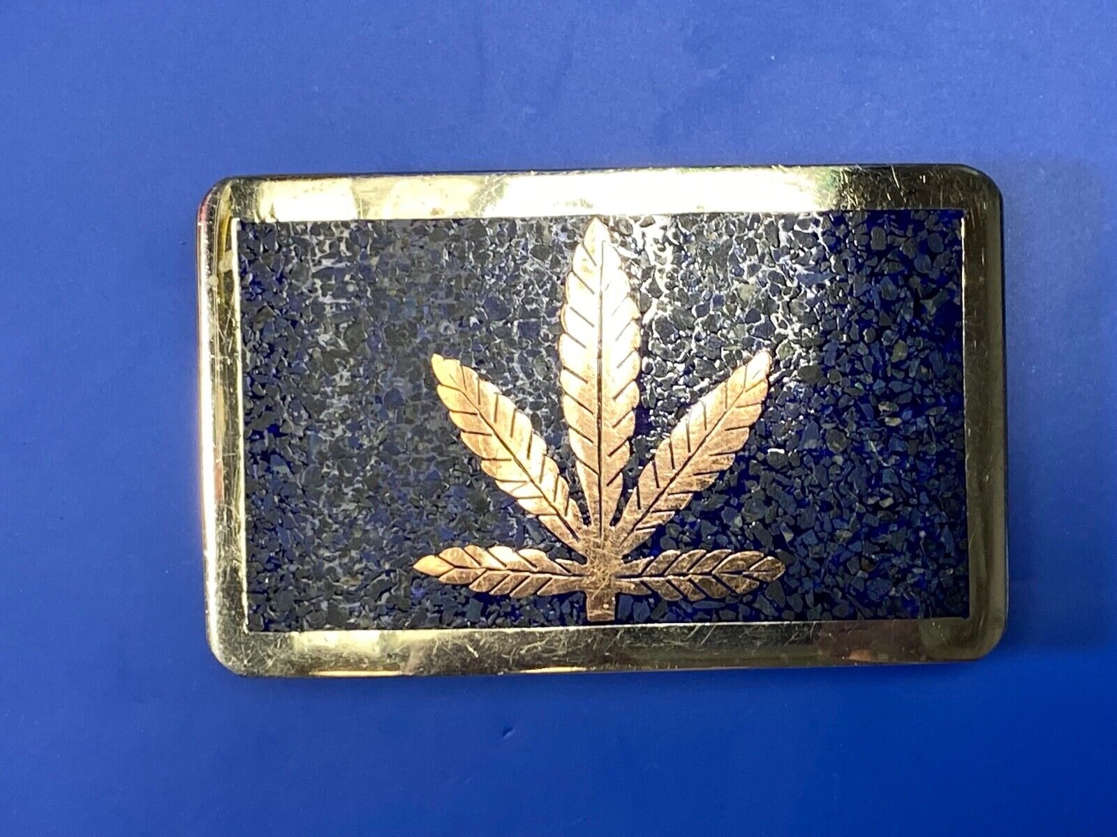 Marijuana Weed Pot Cannabis Ganja Hippie Crushed Stone Mexico Made belt buckle