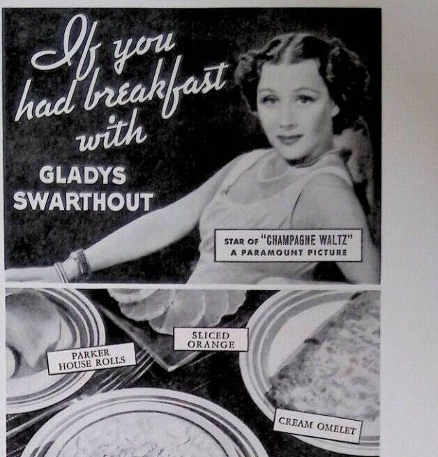1936 Quaker Puffed Rice Cereal Actress Gladys Swarthout Original Print Ad  