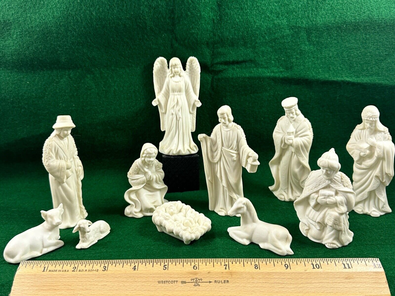 Ceramic Nativity Set: 11 pcs, fine detail, bisque porcelain, two minor flaws