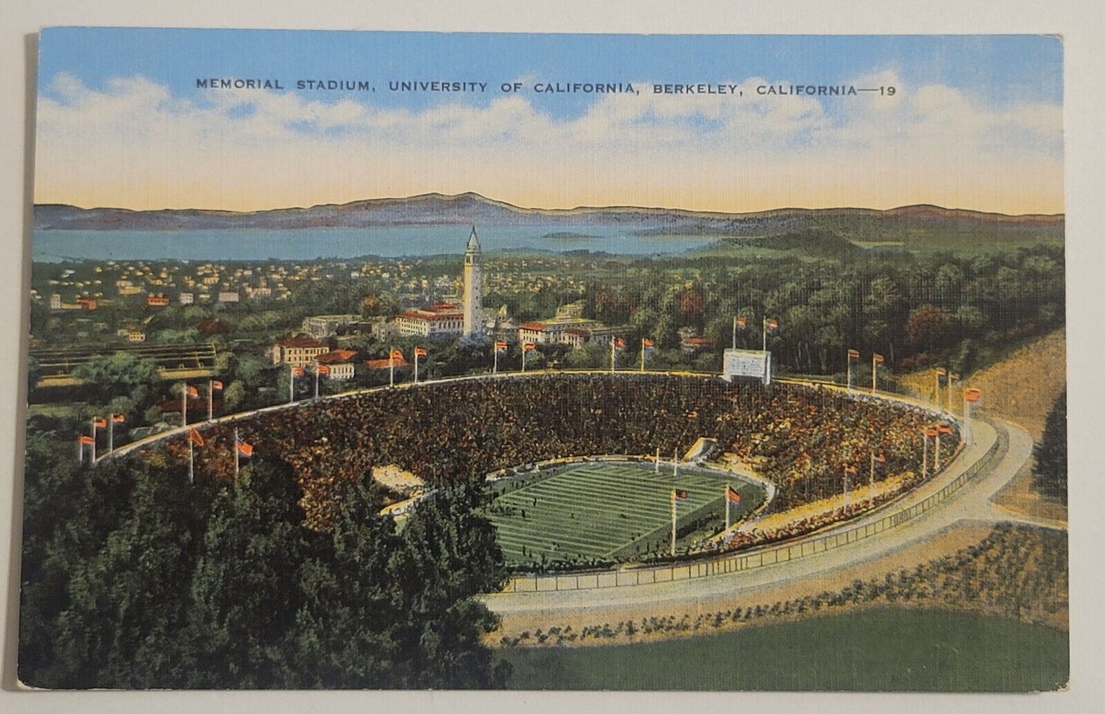 Unused Linen Vintage Berkeley California Postcard Memorial Stadium UCLA O25 