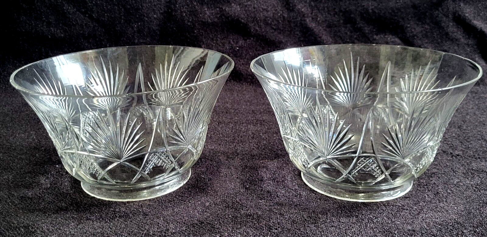 Antique Glass Oil Or Gas Lamp Shade Wheel Cut Leaded Crystal Pair 4\