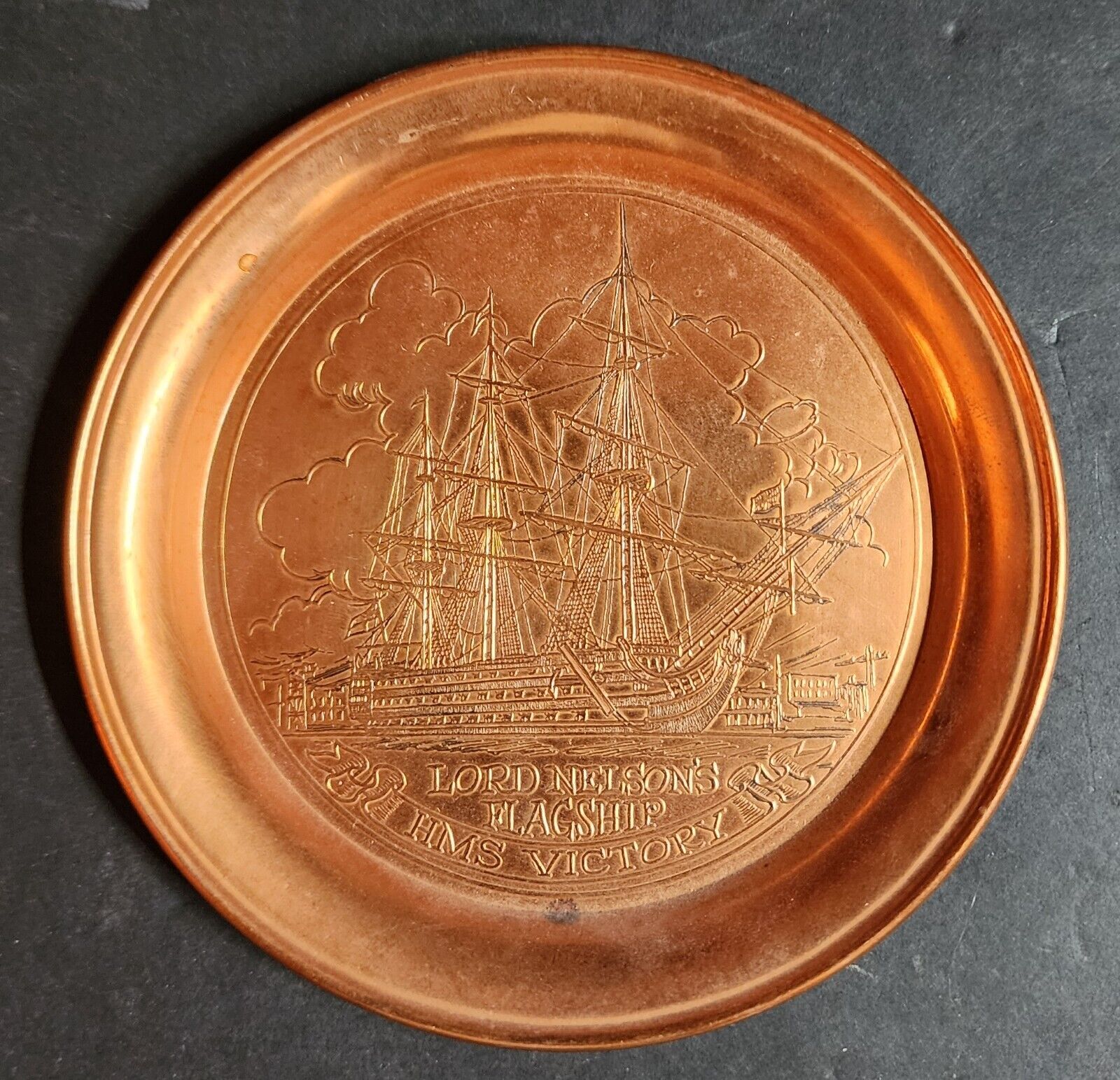 LORD NELSON\'S FLAGSHIP HMS VICTORY COPPER PLATE MADE FROM SHIP