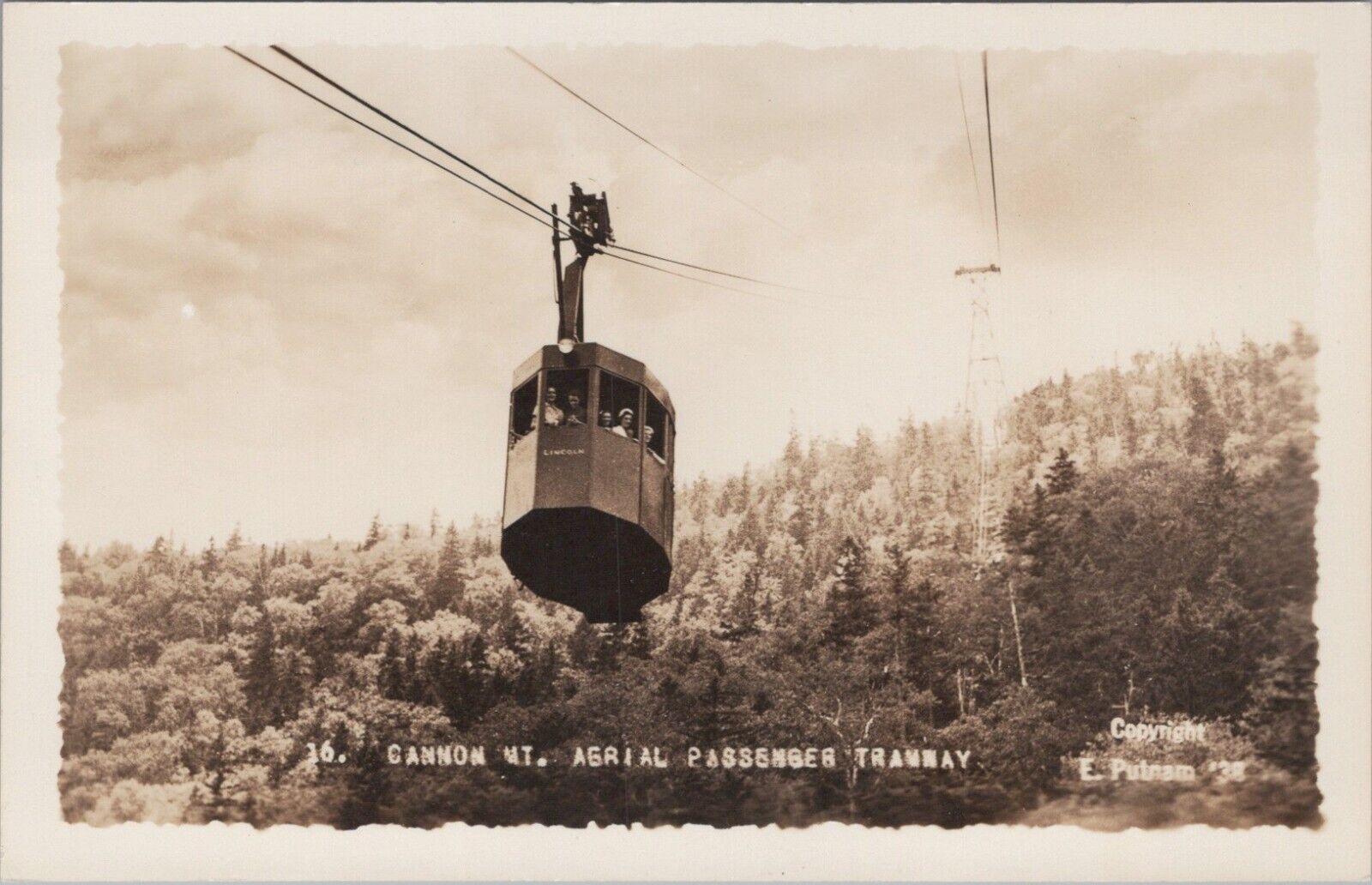 New Hampshire Franconia Cannon Mountain Aerial Tramway RPPC 1938 Putnam Photo