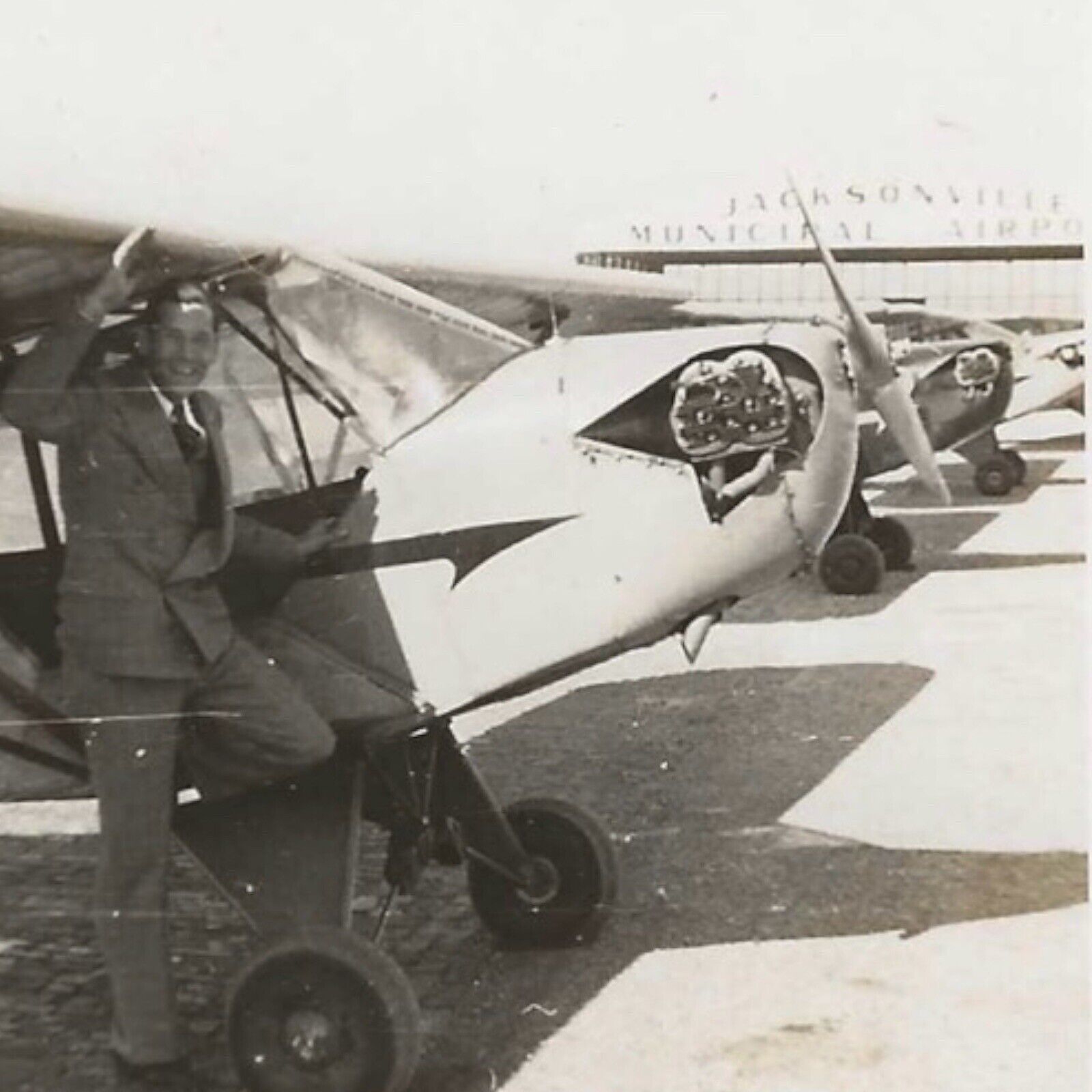 Vintage Snapshot Photo Jacksonville Municipal Airport  Aircraft Airplane Plane