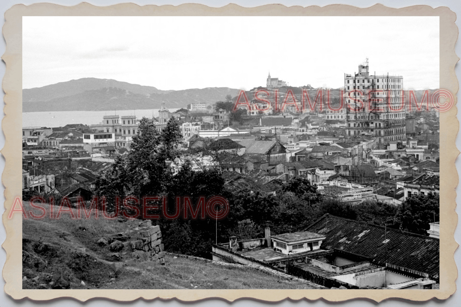 40's MACAU MACAO Guia Hill Monte Fort City View Harbor Vintage Photo 澳门旧照片 28620