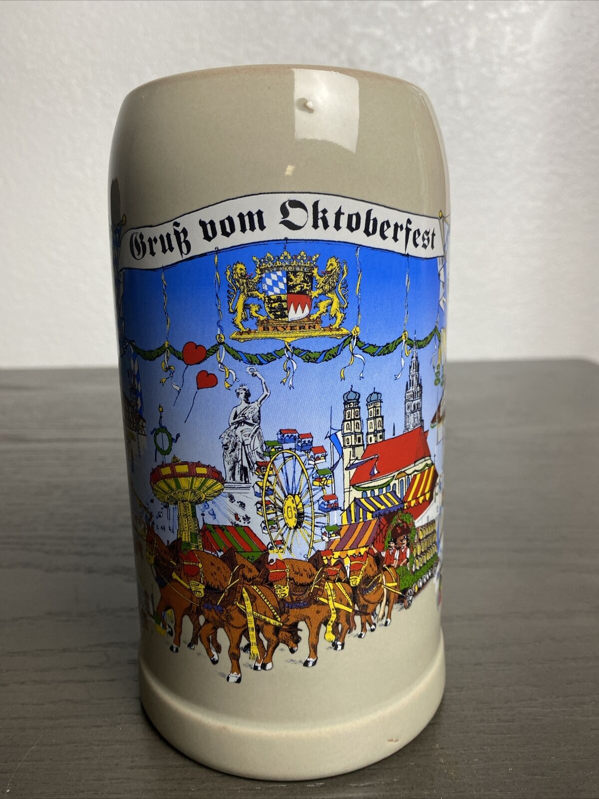 vintage Bockling Gruss Vom Oktoberfest Glass Beer Stein, 1 litre