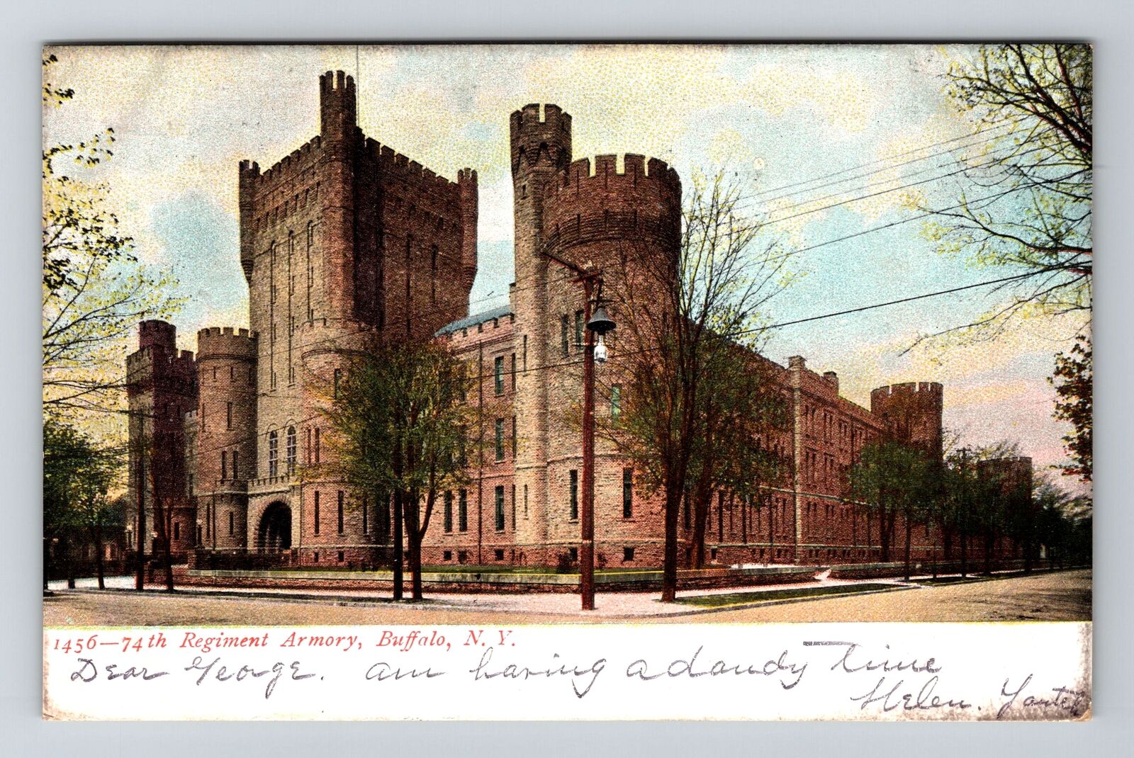 Buffalo NY-New York, 74th Regiment Armory, c1907 Vintage Souvenir Postcard
