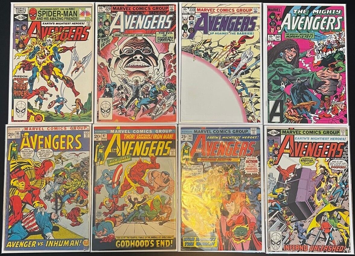 THE AVENGERS (8-Book LOT) with #95 97 147 193 214 229 233 241 Bronze Age Marvel