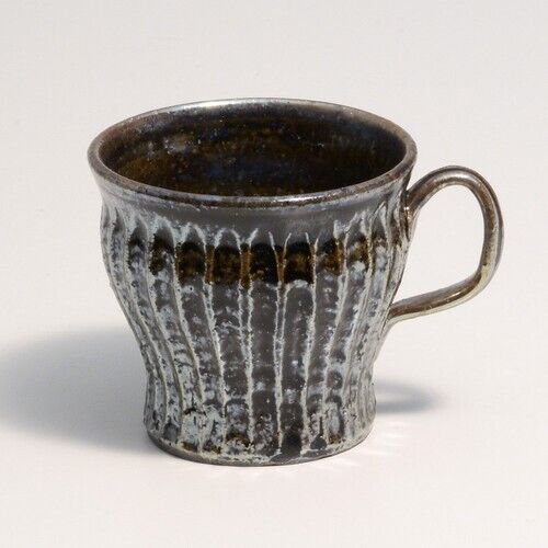 Shigaraki yaki ware Japanese Pottery Mug Cup Tea Coffee Cup Black Glaze 330ml