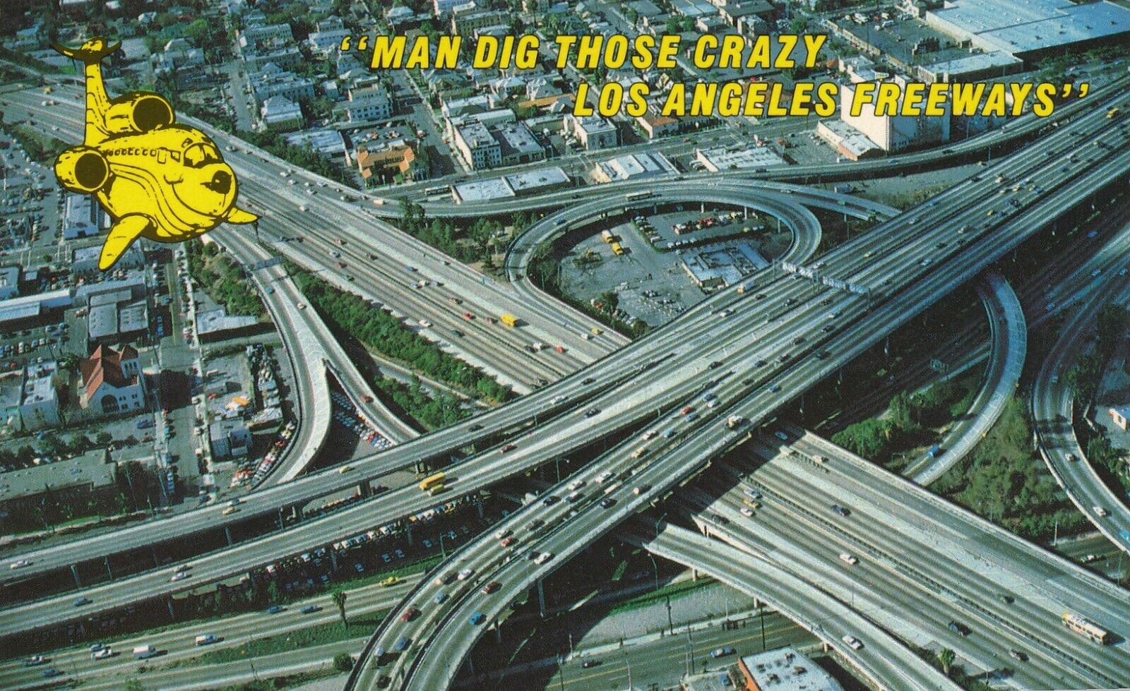 Aerial View of Crazy Los Angeles Freeways, California vintage unposted
