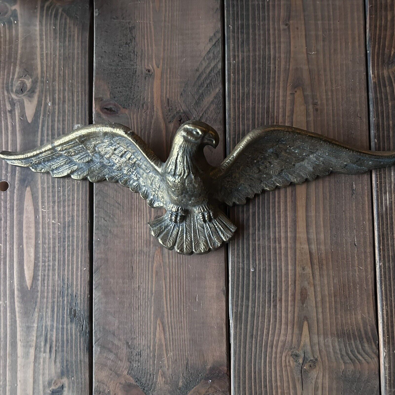 Vintage Cast Metal Eagle Wall Hanging Decorative Plaque Patriotic 16” Wingspan