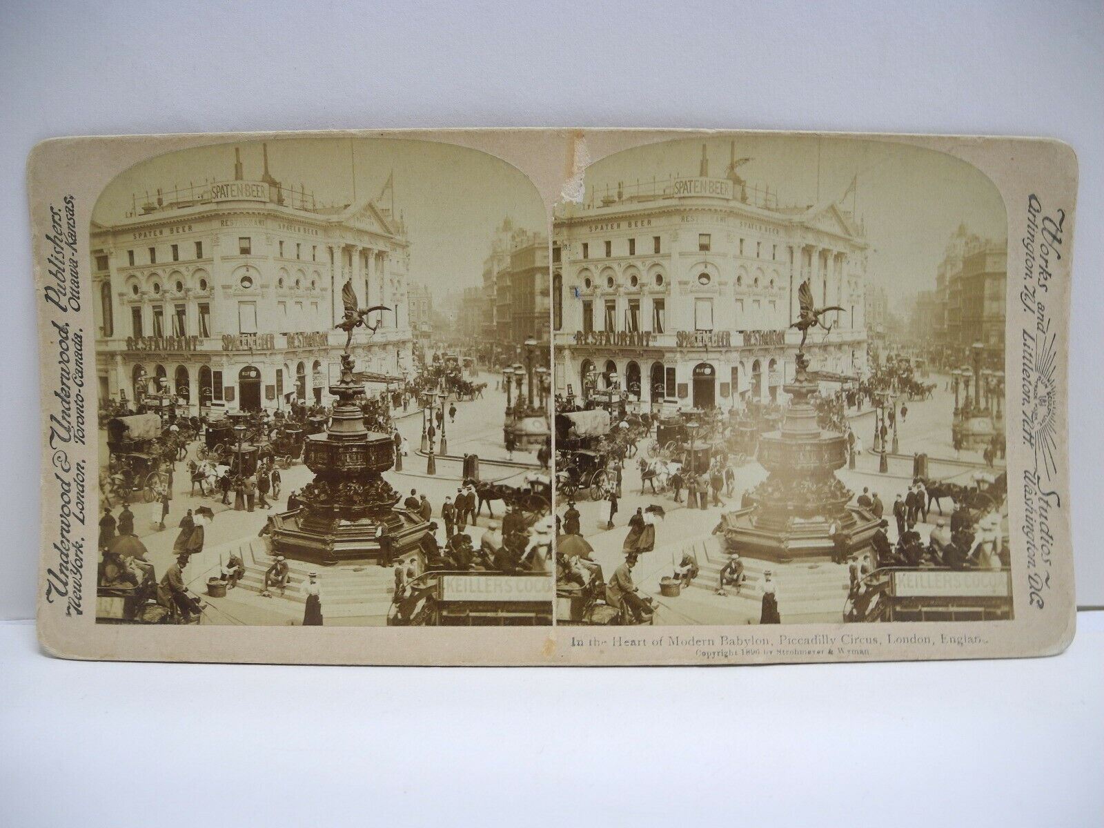 Antique 1896 Underwood Stereoview Piccadilly Circle, London, England Lot #76