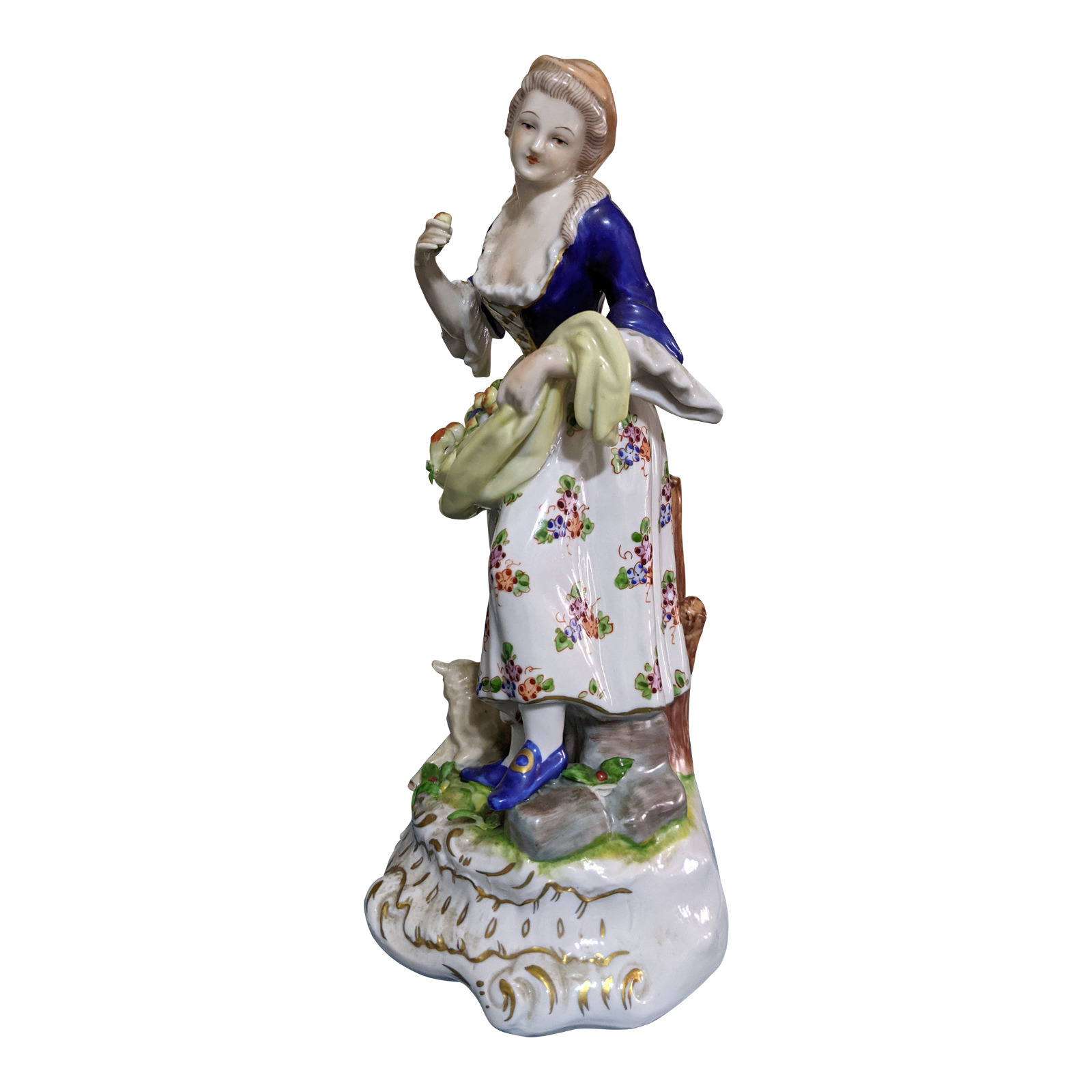 19th C Antique Doccia Italy Porcelain Figurine Country Girl 10\