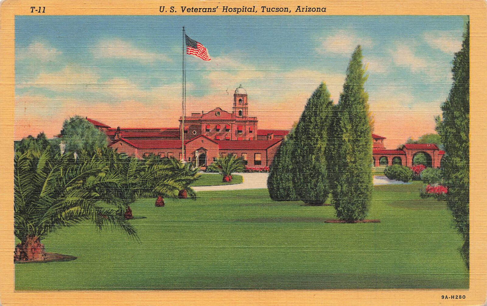 US VETERANS HOSPITAL AND GROUNDS POSTCARD TUCSON AZ ARIZONA 1939