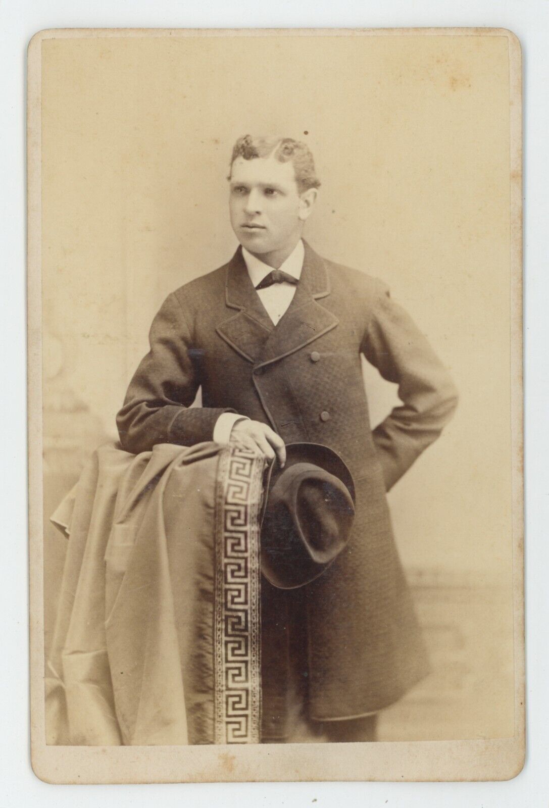Antique Circa 1880s Cabinet Card Handsome Man Holding Hat Hargrave Brooklyn, NY