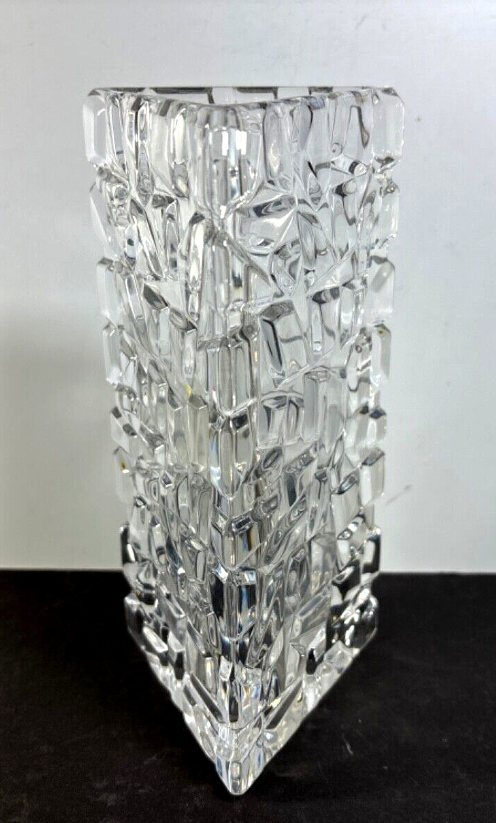 Tiffany & Company Sierra Cut Geometric Textured Rock Vase Triangle Shape 7.5\