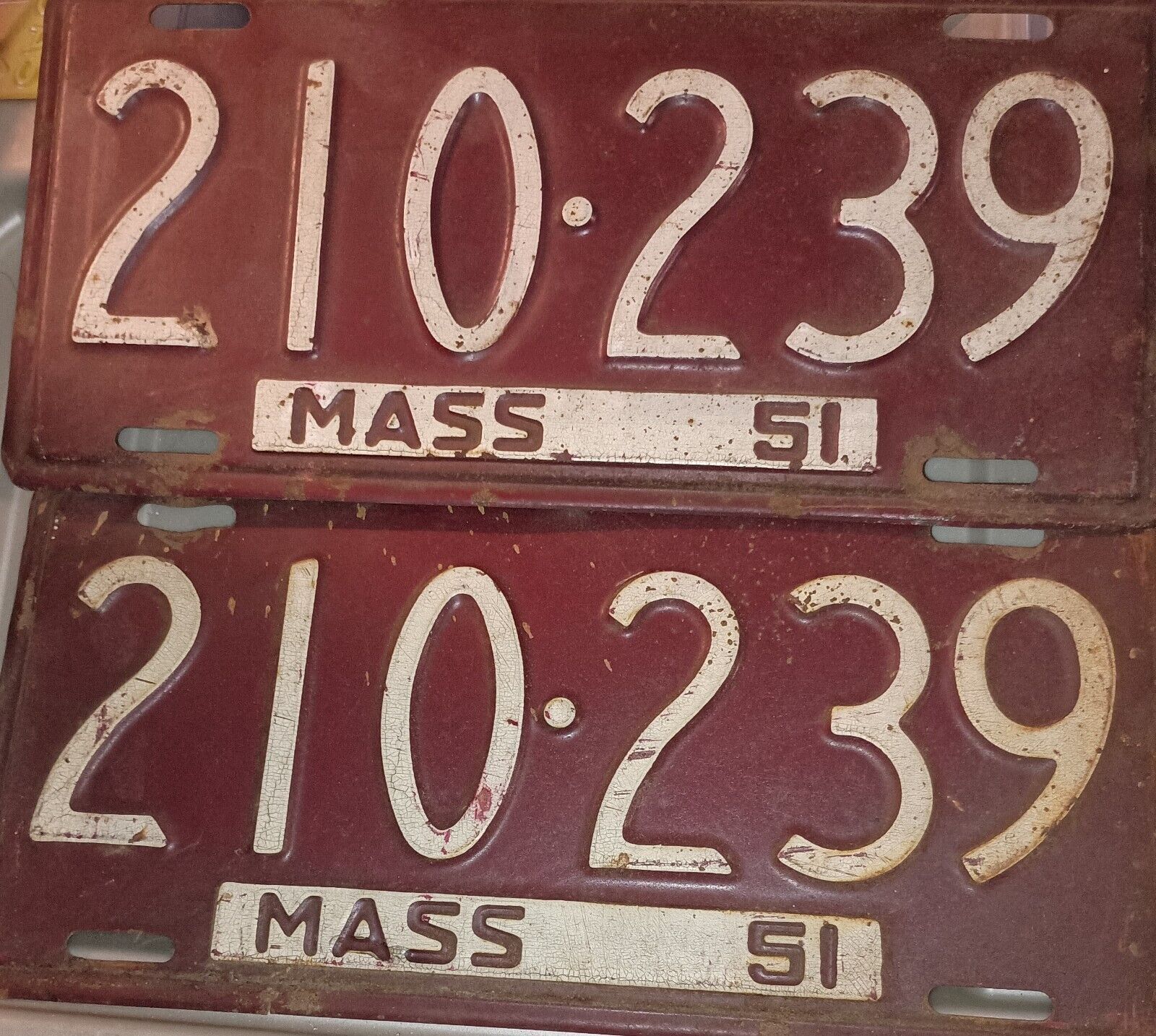 1951 Massachusetts License Plate Pair Rare