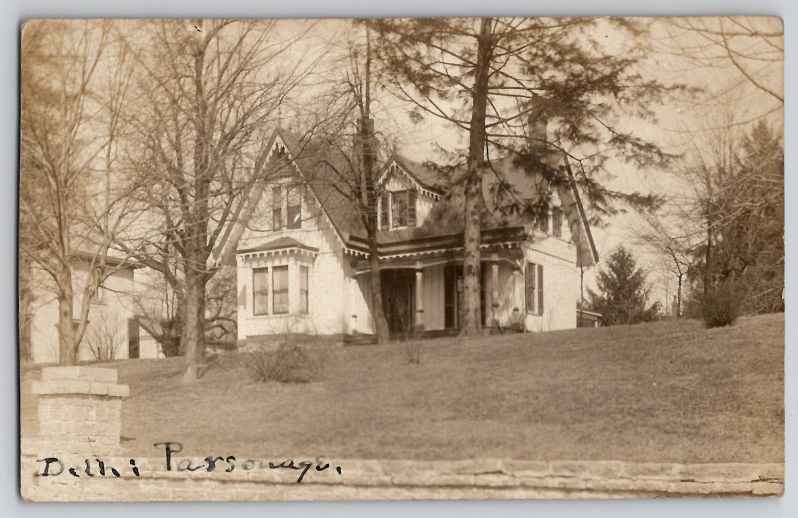 1910 Delhi OH Parsonage Church House Ohio RPPC Real Photo Antique Postcard