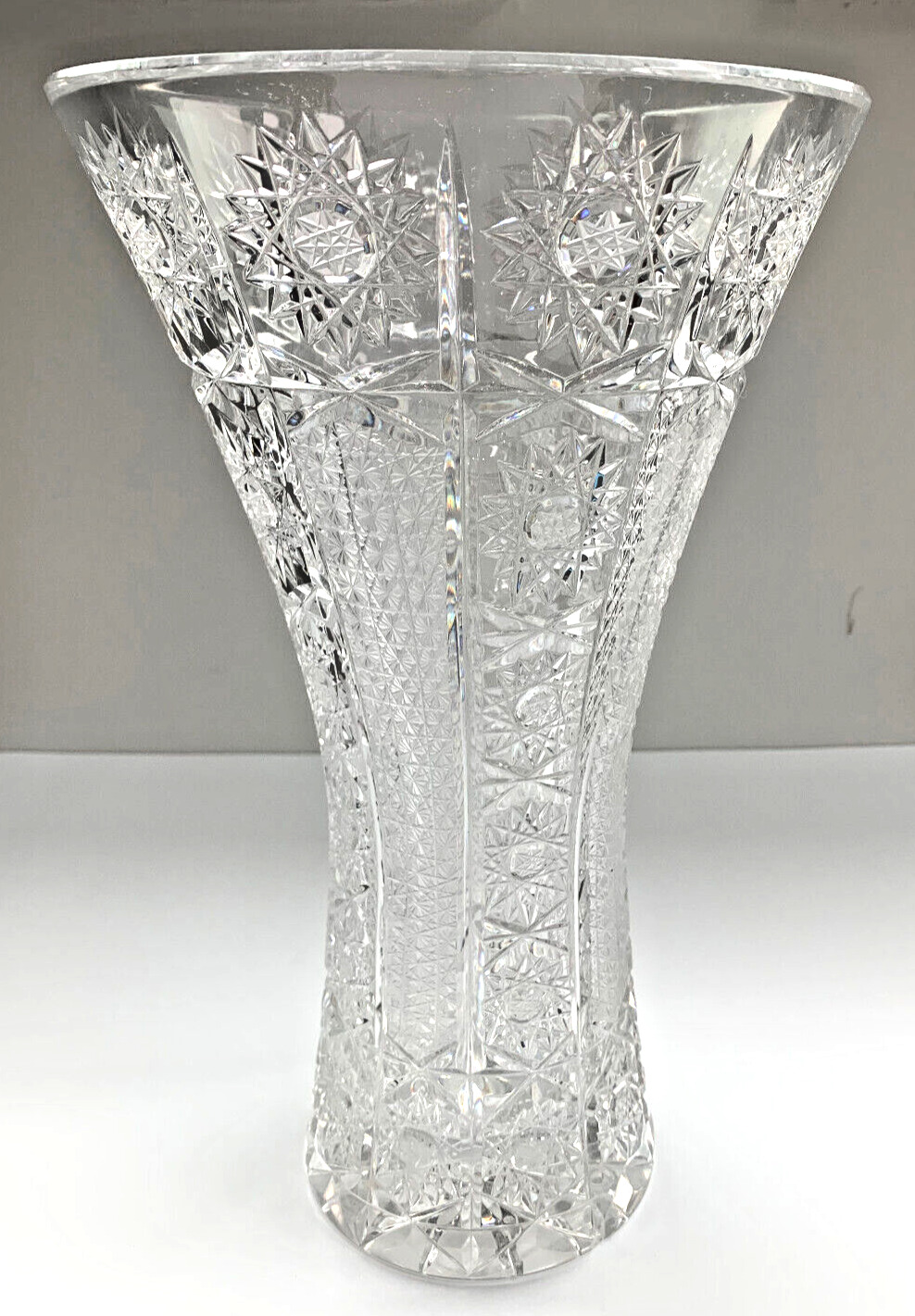 Large Crystal Cut Glass Vase 6.5 lb 11.75\