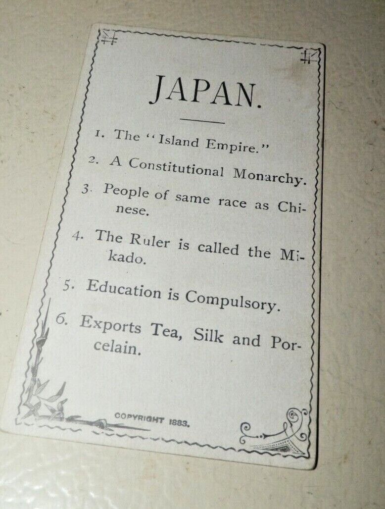 Circa 1880's School Fact Flashcard-Japan