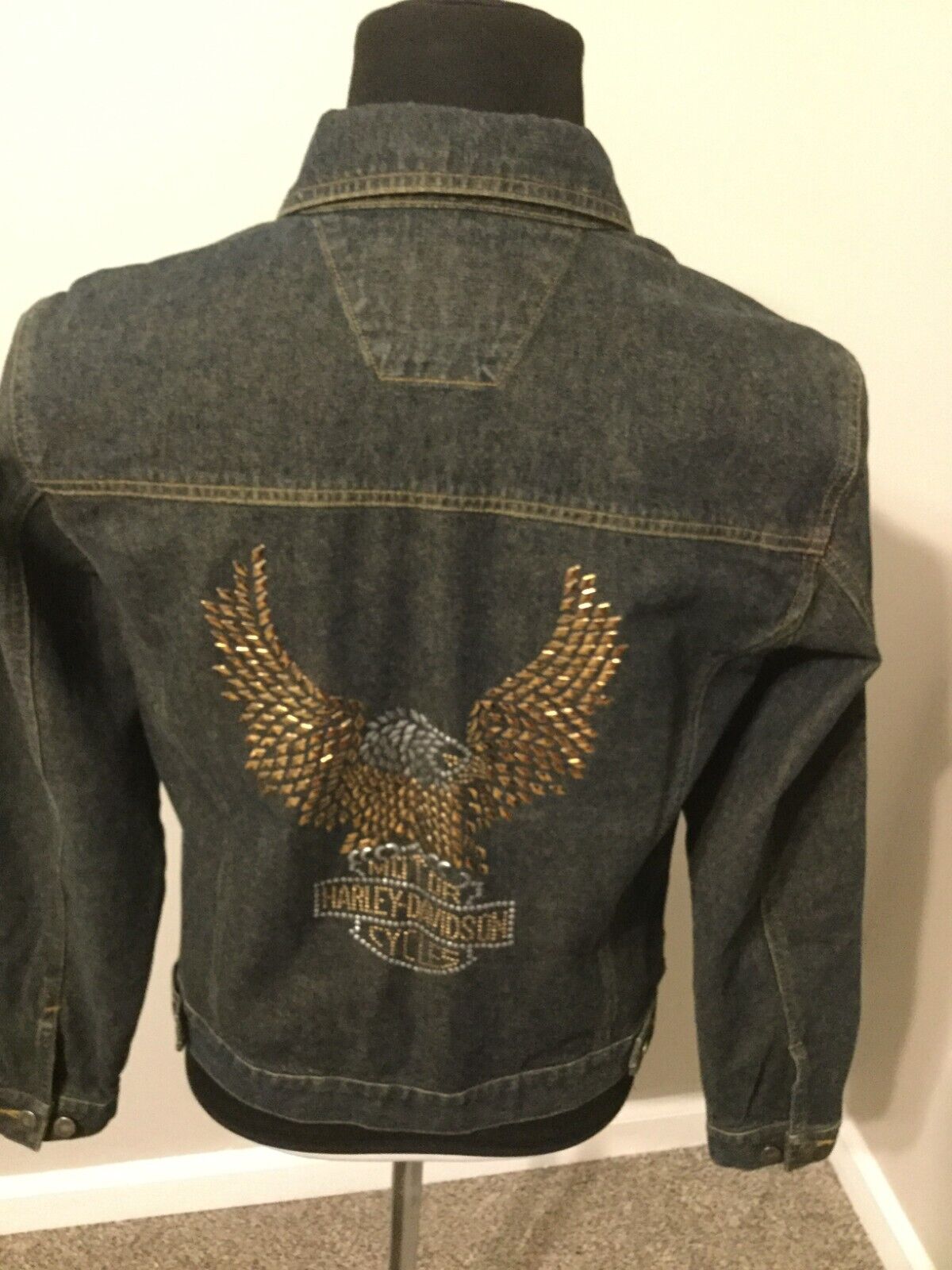 Vintage Women's Denim Harley Davidson Jacket Large NWOT