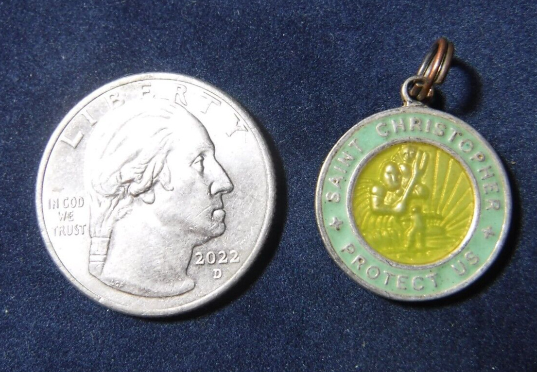 Vintage St Christopher Surf Style Enamel Medal