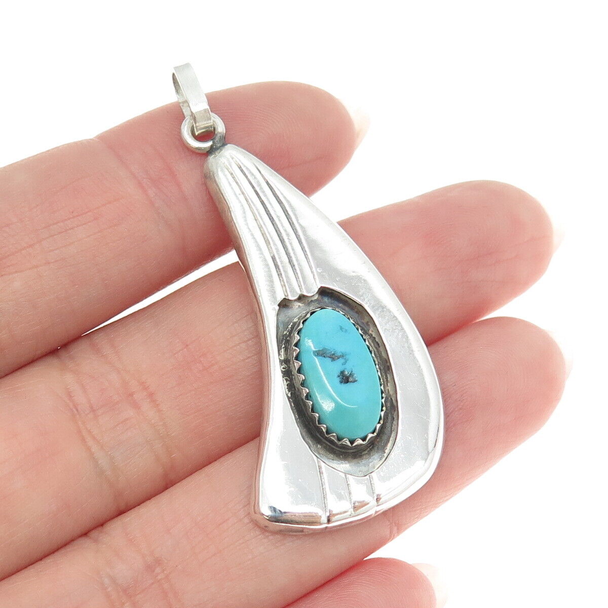 MICHAEL R. ROGERS PAIUTE Old Pawn 925 Sterling Silver Morenci Turquoise Pendant