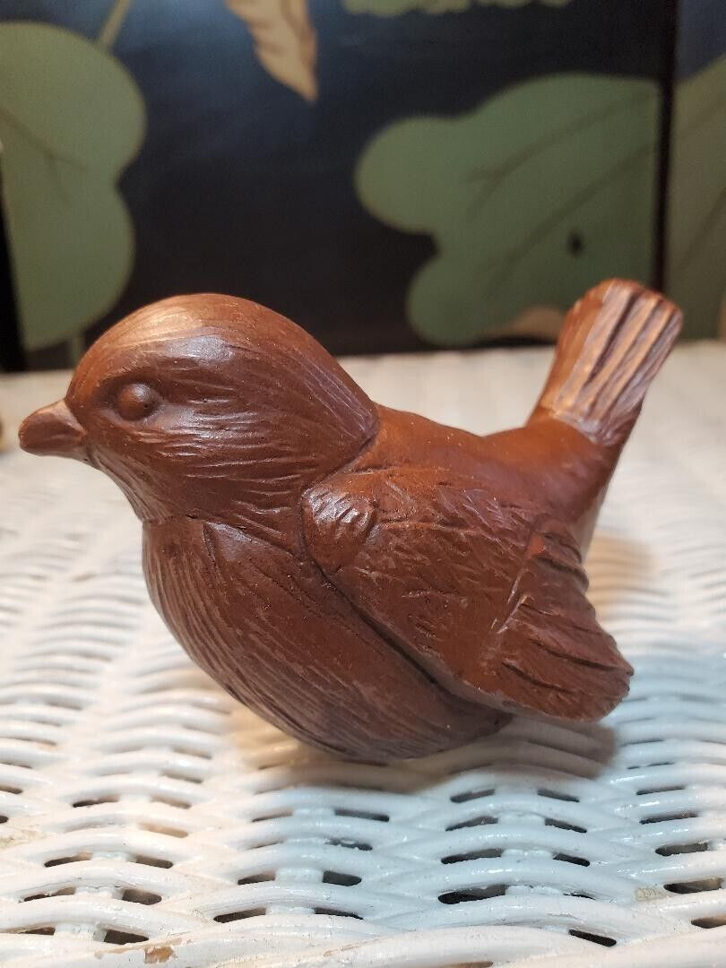 Bird Red Mill Mfg Figure 1987 Vintage Sparrow Handcrafted Pecan Shell Resin