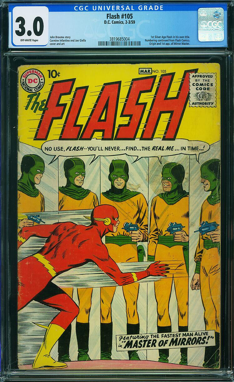 Flash #105 CGC 3.0 DC 1959 1st Flash & Mirror Master Justice League P8 cm clean