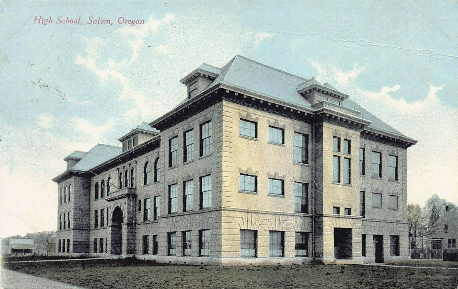 High School, Salem, Oregon, Early Postcard, Used in 1910