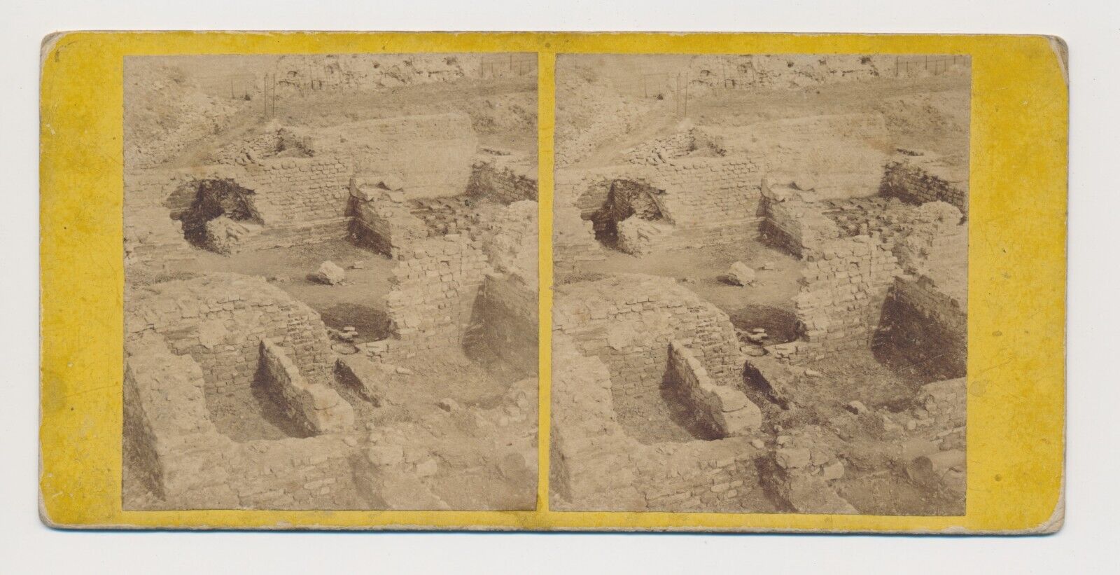 Stereoview c1860s Wroxeter Excavations in Salop Roman Ruins Shropshire England