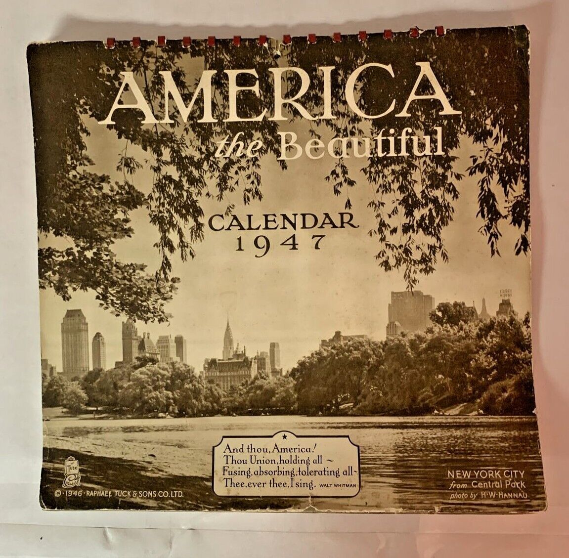 Vintage 1947 America The Beautiful Calendar 